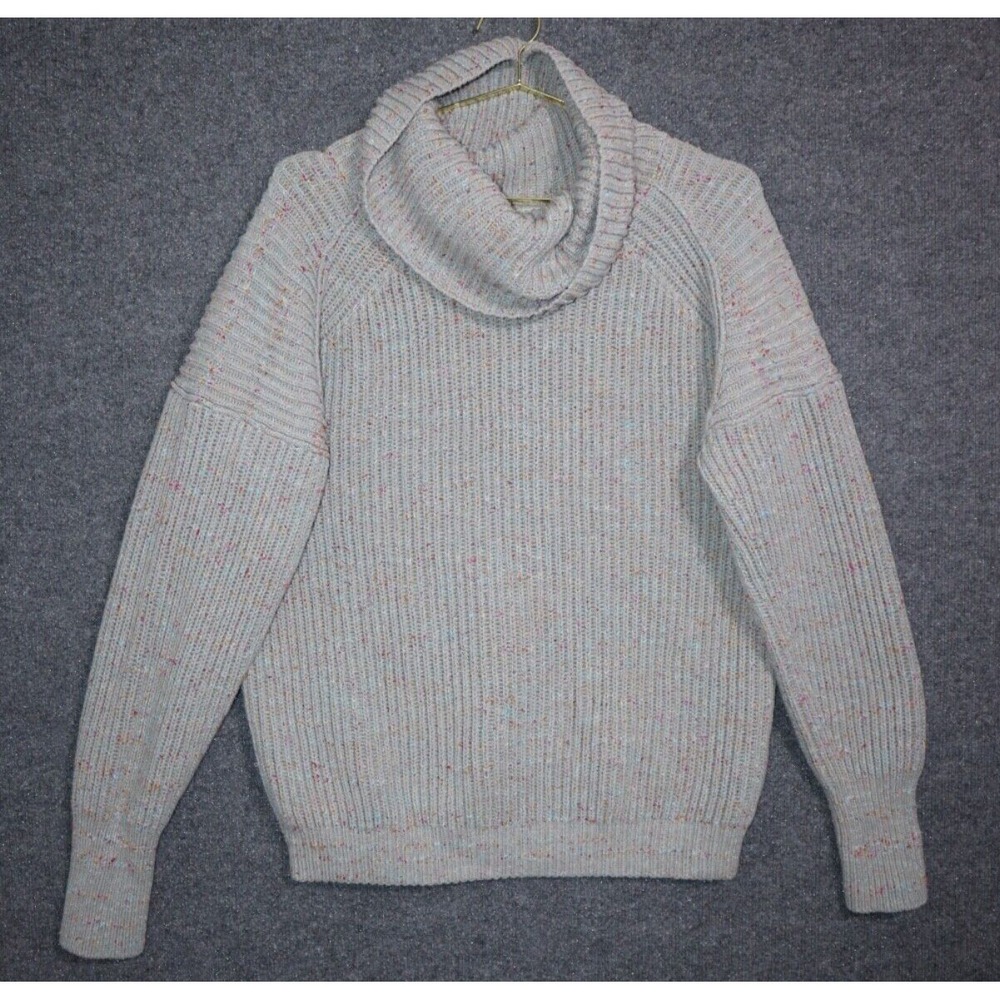 Free People Sweater Women Small Gray Gleam Leo Tunic Pullover Cowl Neck Bohemian